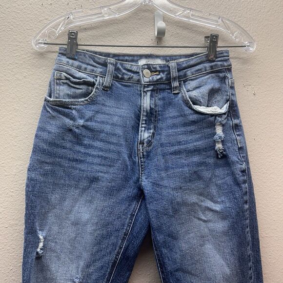 KanCan High Rise Relaxed fit distressed Skinny jean new Size 24 Medium Wash - Picture 2 of 7